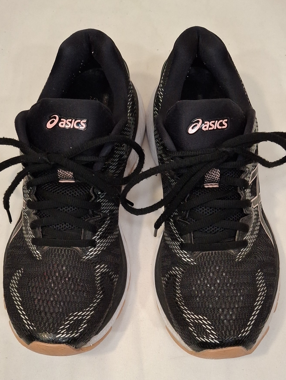 ASICS Women's Black Sneakers with Light Pink Trim. Lightly Worn.